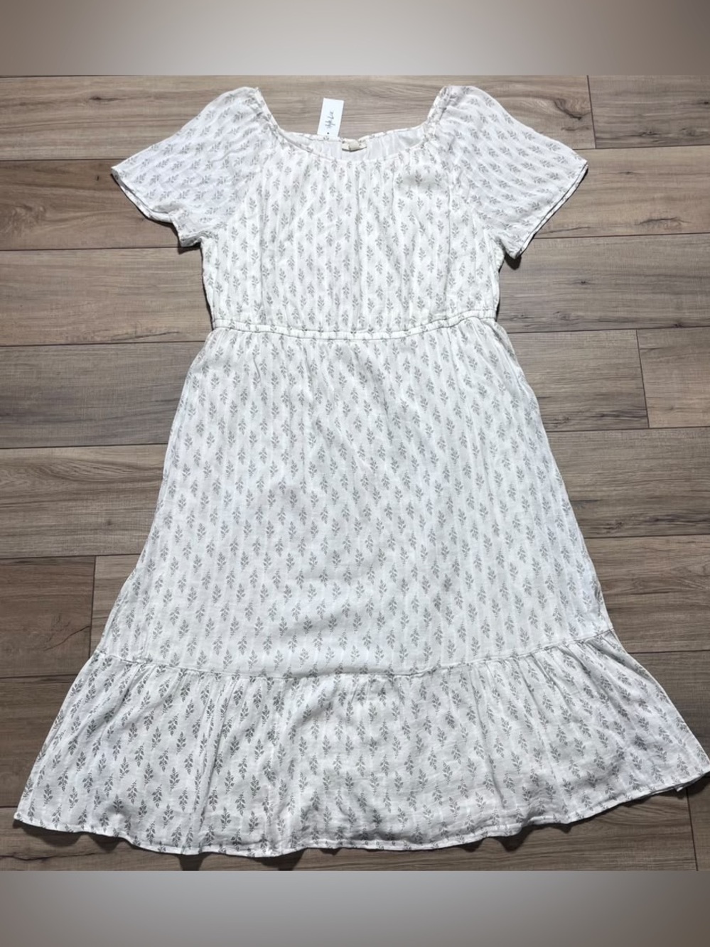 Style & Co Womens Floral Print Maxi Dress Size XXL Light Cream